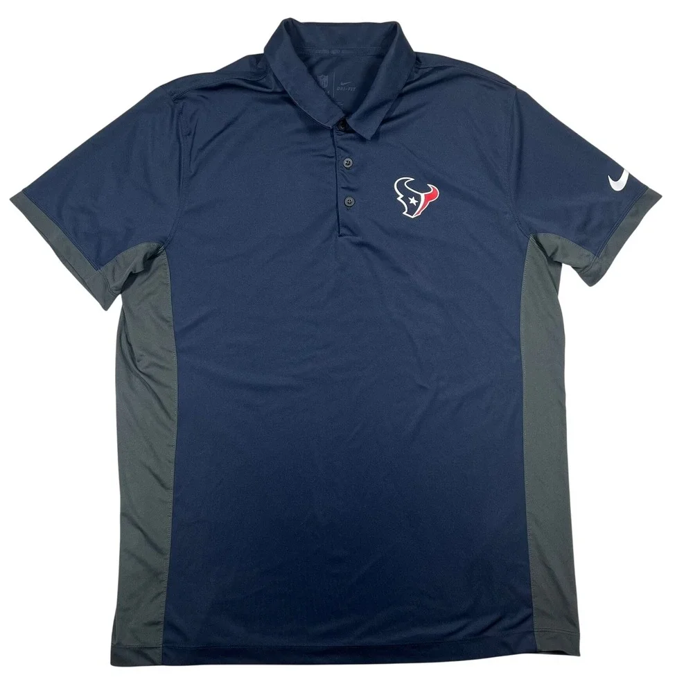 Nike Polo Shirt Mens XL Navy Blue Houston Texans NFL Dri-Fit‎ 849246-459